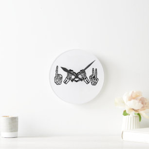 Halloween Hand Sign Language I Heart Peace Round Clock
