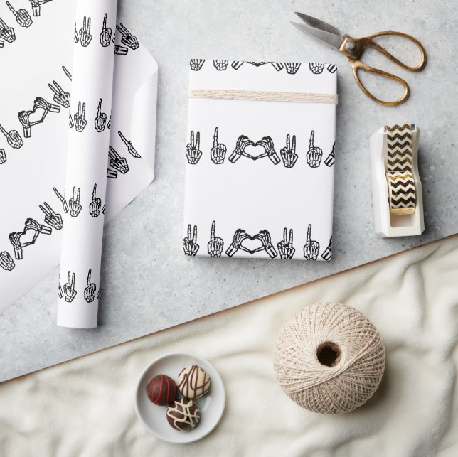 Halloween Hand Sign Language I Heart Peace Wrapping Paper (Crafts)