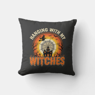 Halloween Hanging With My Witches Haunted House Cushion