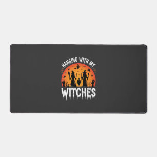 Halloween Hanging With My Witches Vintage Moon Desk Mat