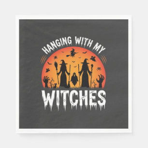 Halloween Hanging With My Witches Vintage Moon Napkin