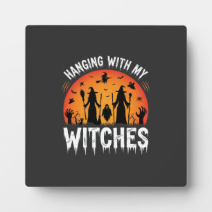 Halloween Hanging With My Witches Vintage Moon Plaque