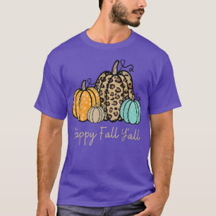 Halloween Happy Fall Y'all Leopard Cheetah Pumpkin T-Shirt