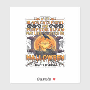 Halloween Happy Fishing Black Cats Pumpkins Crow A