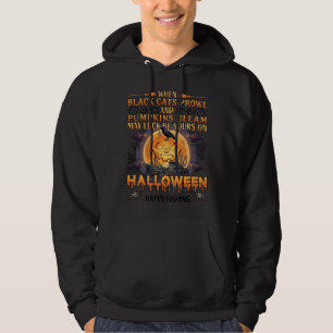 Halloween Happy Fishing Black Cats Pumpkins Crow A Hoodie