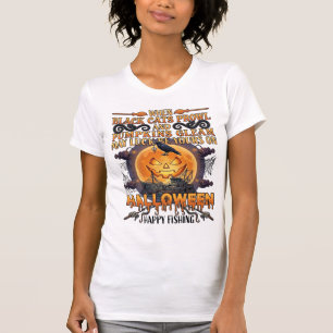 Halloween Happy Fishing Black Cats Pumpkins Crow A T-Shirt