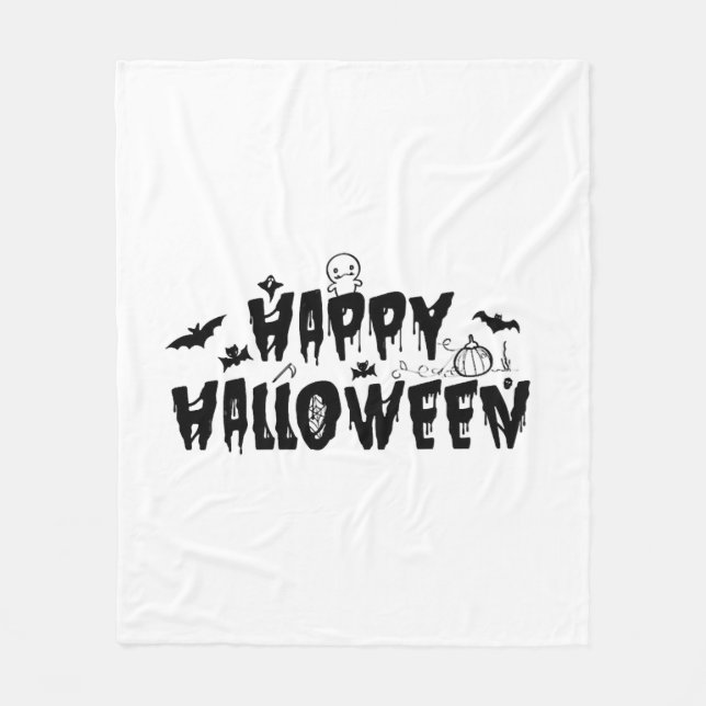 Halloween Happy Fleece Blanket (Front)