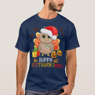 Halloween Happy Hallothanksmas Owl Christmas Thank T-Shirt