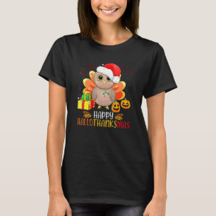 Halloween Happy Hallothanksmas Owl Christmas Thank T-Shirt