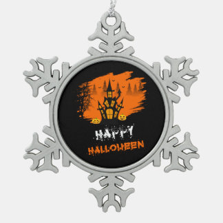 Halloween Happy Halloween Birthday Snowflake Pewter Christmas Ornament
