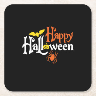 Halloween Happy Halloween Birthday Square Paper Coaster