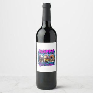Halloween Happy Halloween Birthday Wine Label