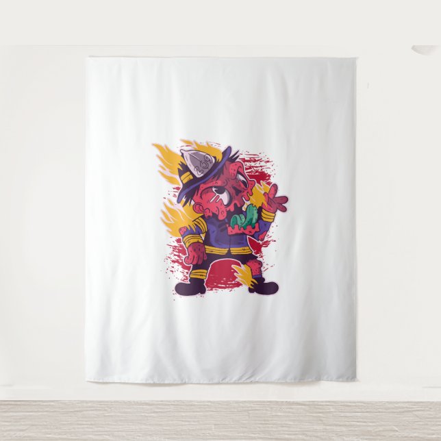 Halloween Happy Halloween Firefighter Costume Tapestry (Front)