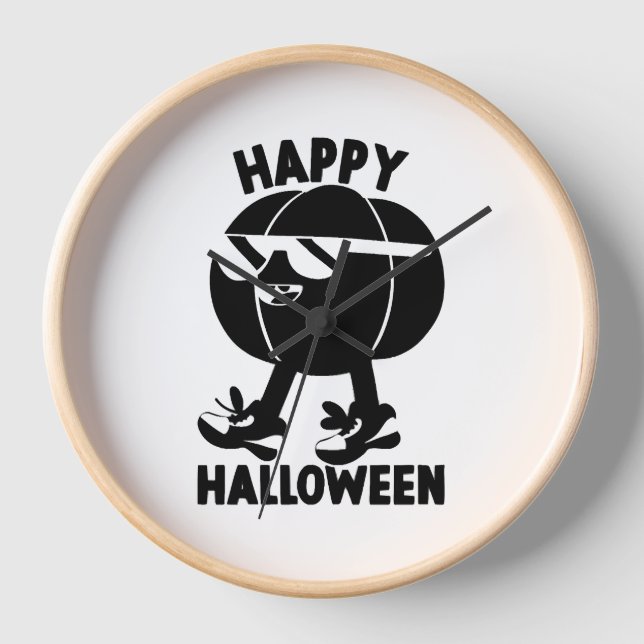 Halloween Happy Halloween Pumpkin Clock (Front)