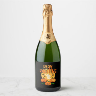 Halloween Happy Haunting Sparkling Wine Label