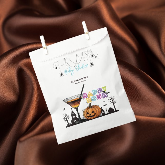 Halloween Happy Hour Pumpkin Cocktail Baby Shower Favour Bag (Creator Uploaded)