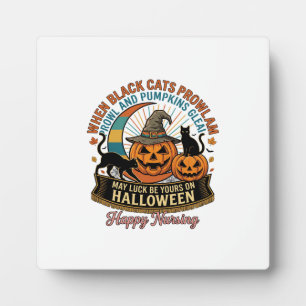 Halloween Happy Nursing Black Cats Pumpkins Witch Plaque