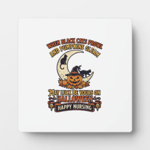 Halloween Happy Nursing Pumpkin Witch Hat Black Ca Plaque