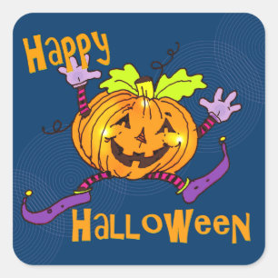 Halloween Happy Pumpkin Square Sticker