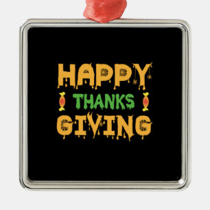 Halloween Happy Thanksgiving Birthday Metal Ornament