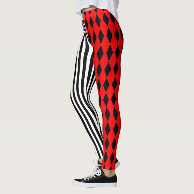 Halloween Harlequin and Stripes Leggings (Left)