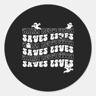 Halloween Harm Reduction Cute Ghost Public Health Classic Round Sticker