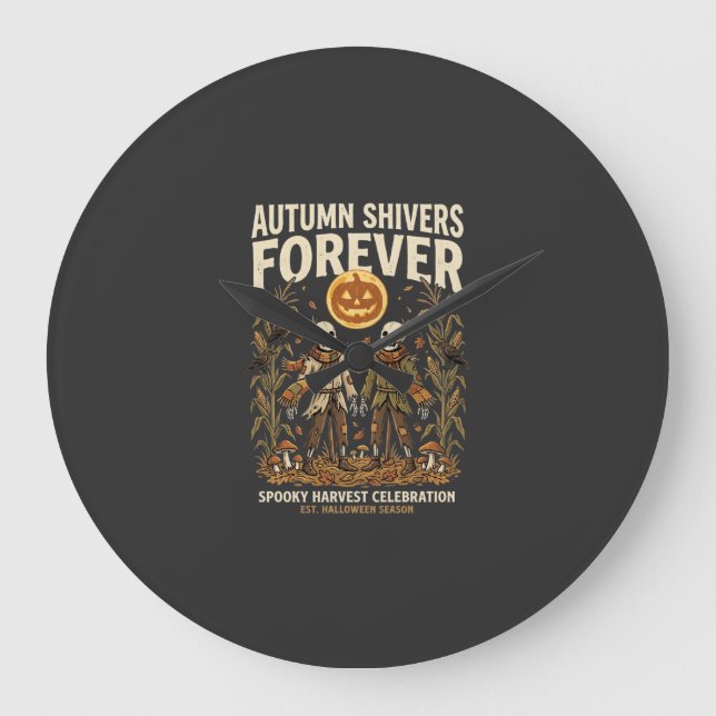 Halloween Harvest Bone Embrace Large Clock (Front)