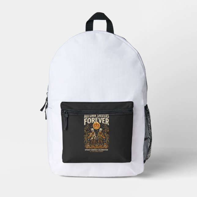 Halloween Harvest Bone Embrace Printed Backpack (Front)