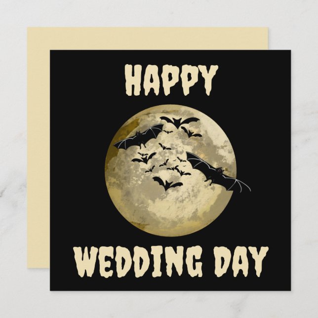 Halloween Harvest Full Moon And Night Flight Bats Card (Front/Back)