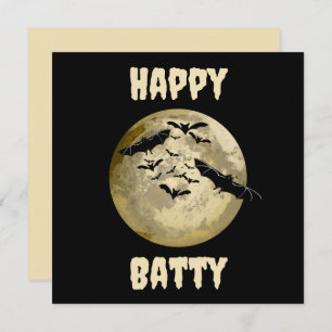 Halloween Harvest Full Moon And Night Flight Bats Card