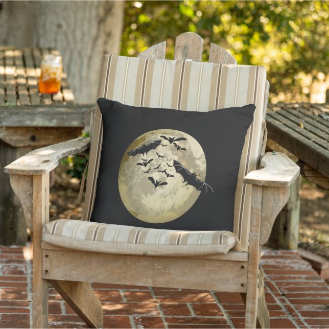 Halloween Harvest Full Moon And Night Flight Bats Cushion (Chair)