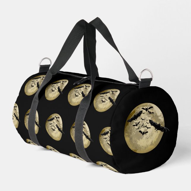 Halloween Harvest Full Moon And Night Flight Bats Duffle Bag (Left Corner)