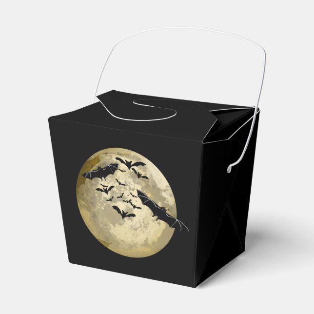 Halloween Harvest Full Moon And Night Flight Bats Favour Box (Front Side)