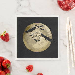 Halloween Harvest Full Moon And Night Flight Bats Napkin