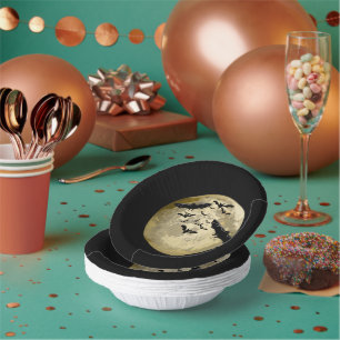 Halloween Harvest Full Moon And Night Flight Bats Paper Plate