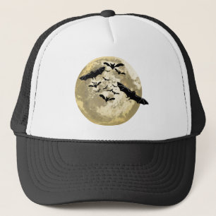 Halloween Harvest Full Moon And Night Flight Bats Trucker Hat
