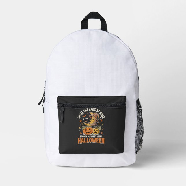 Halloween Harvest Moon Delight Printed Backpack (Front)