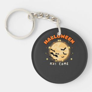 Halloween Has Come Retro Full Moon Bats Spooky Ke Key Ring