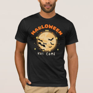 Halloween Has Come Retro Full Moon Bats Spooky T- T-Shirt