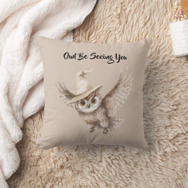 Halloween Hat Owl Be Seeing You Cushion (Blanket)