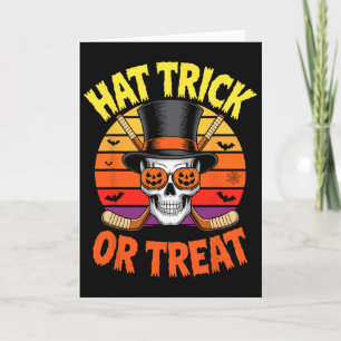 Halloween Hat Trick Or Treat Ice Hockey Skull Card