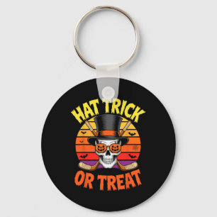Halloween Hat Trick Or Treat Ice Hockey Skull  Key Ring