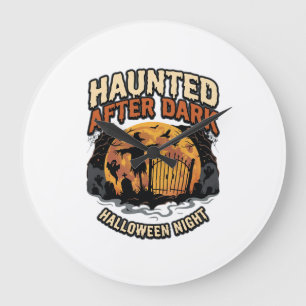 Halloween Haunted After Dark Large Clock