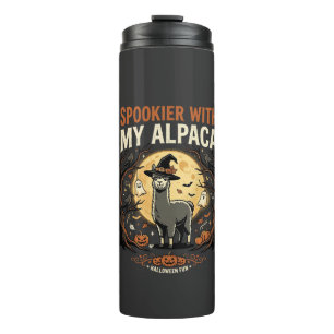 Halloween Haunted Alpaca Night Thermal Tumbler