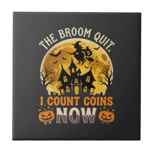 Halloween Haunted Banker Witch Ceramic Tile