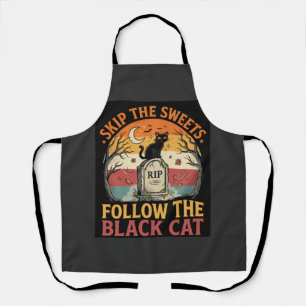 Halloween Haunted Black Cat Mischief Apron