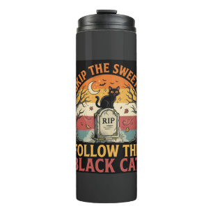 Halloween Haunted Black Cat Mischief Thermal Tumbler