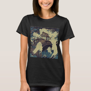 Halloween - Haunted Bridge Woodcut 4 T-Shirt