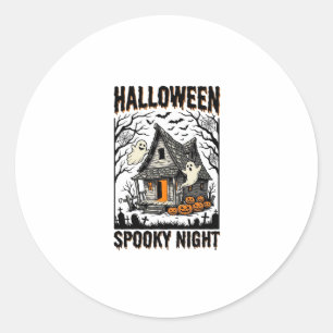 Halloween Haunted Cabin Scary Night Vintage Art Classic Round Sticker