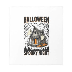 Halloween Haunted Cabin Scary Night Vintage Art Notepad